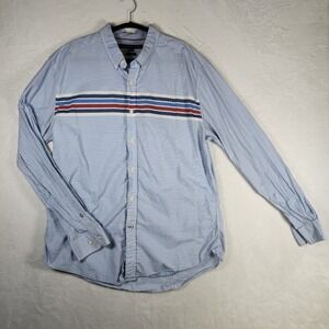 Tommy Hilfiger Mens XL Blue Striped Custom Fit Long‎ Sleeve Shirt